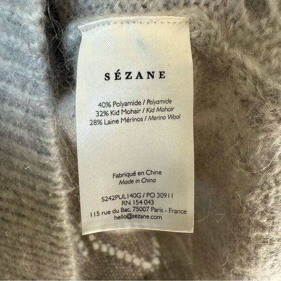 SEZANE NWT Federica Jumper Sweater Pearl Grey Rhinestone Embellished XS - Picture 6 of 7